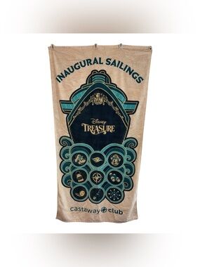 Disney Cruise Line Treasure Inaugural Sailings Castaway Club Beach Towel Cotton